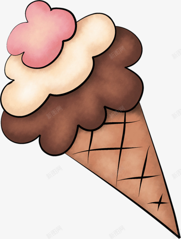 手绘冰淇淋贴纸图案png免抠素材_新图网 https://ixintu.com 冰淇淋素材 卡通冰淇淋 手绘冰淇淋