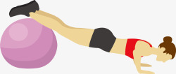 减肥球卡通瑜伽球健身人物插画矢量图高清图片