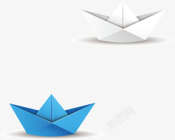 蓝色纸船折纸纸船高清图片