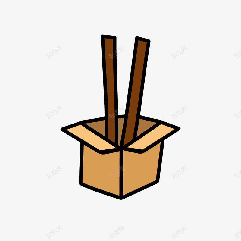 灰色纸盒png免抠素材_新图网 https://ixintu.com 包装 扁平化 手绘 灰色 筷子 线稿 餐具