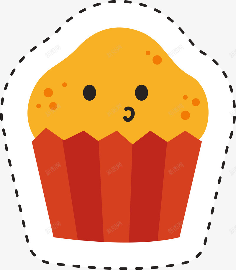 卡通纸杯蛋糕贴纸png免抠素材_新图网 https://ixintu.com 儿童贴纸 卡通 可爱 矢量标签 纸杯蛋糕 食物