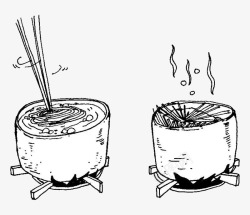 手绘饭勺图案做饭线稿高清图片