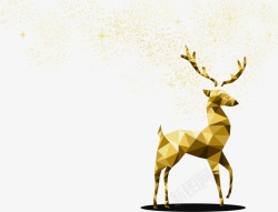 圣诞节金色折纸麋鹿素材