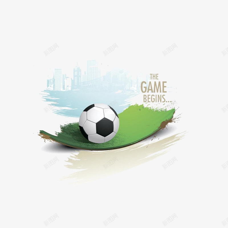 草地与足球png免抠素材_新图网 https://ixintu.com 创意 比赛 绿色