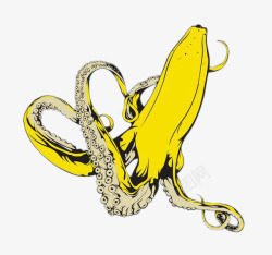 创意香蕉章鱼素材