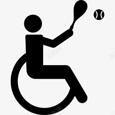 残奥会轮椅网球的剪影图标图标