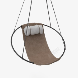 浅色木制吊椅圆形棕色悬挂吊椅高清图片