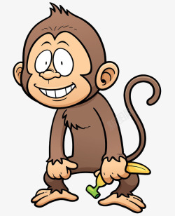 拿着香蕉拿着香蕉的卡通猴子高清图片