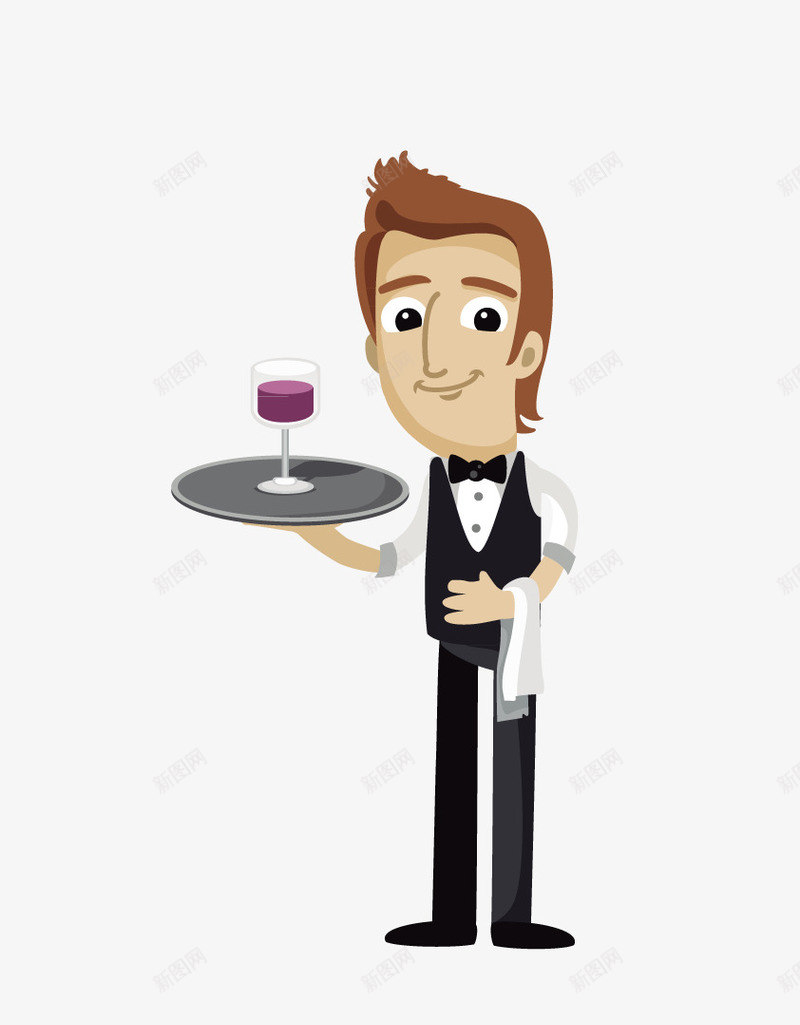 卡通服务员png免抠素材_新图网 https://ixintu.com png图片素材 免费png素材 卡通 服务员 男性 酒