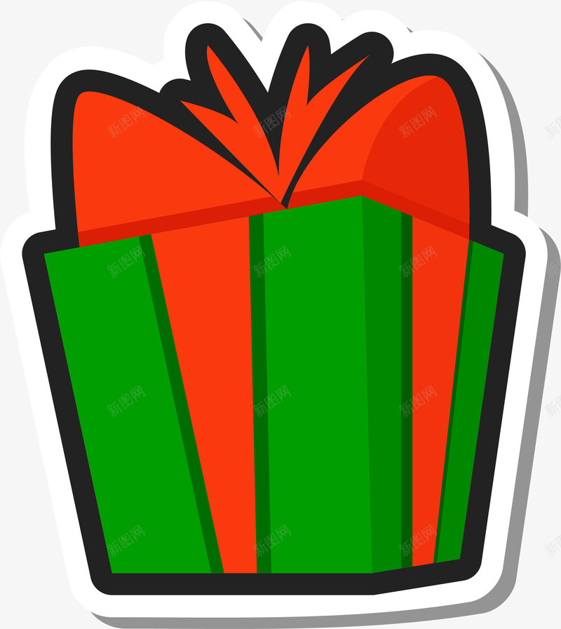 绿色圣诞节礼物盒png免抠素材_新图网 https://ixintu.com 卡通贴纸 圣诞节 矢量图案 礼物盒 绿色 装饰