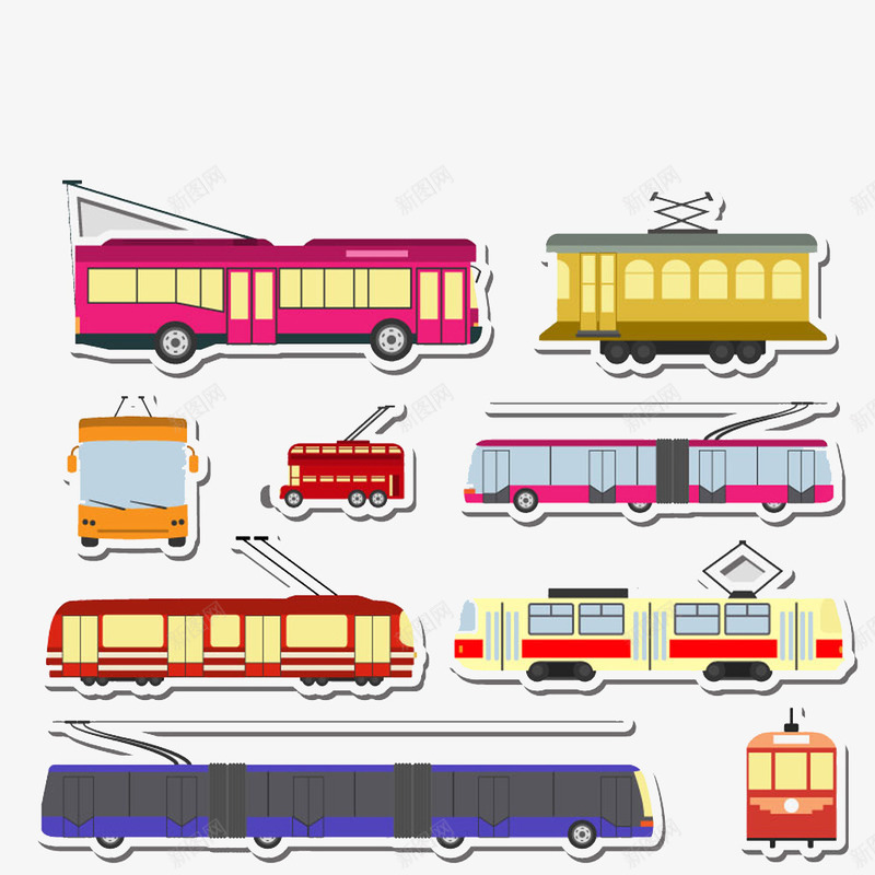 电车贴纸png免抠素材_新图网 https://ixintu.com 卡通 电车 简约 贴纸