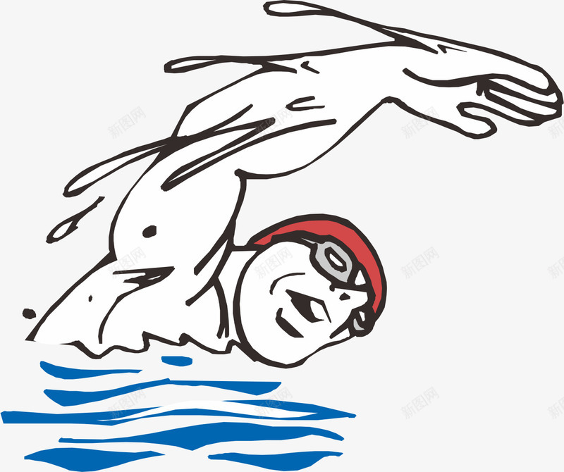 游泳比赛png免抠素材_新图网 https://ixintu.com 卡通 浪花 游泳 游泳比赛 男生 运动
