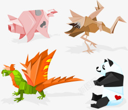 矢量折纸猪创意折纸动物矢量图高清图片