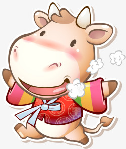 欢乐小牛手绘新春小牛高清图片