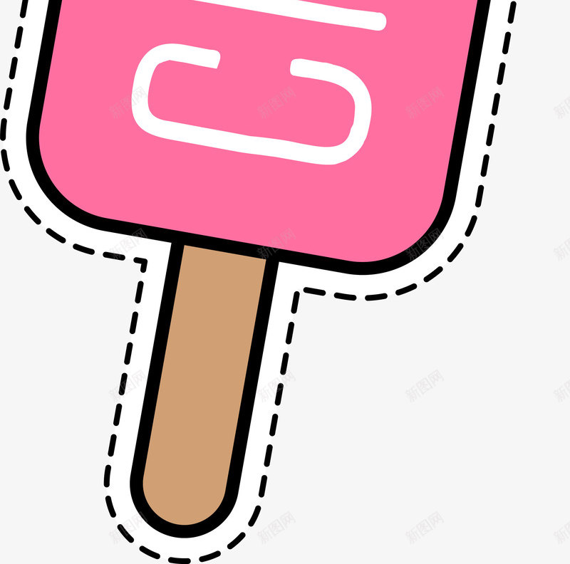 卡通粉色冰棒雪糕贴纸png免抠素材_新图网 https://ixintu.com 冰棒 卡通时尚 手绘 矢量图案 粉色 贴纸 雪糕