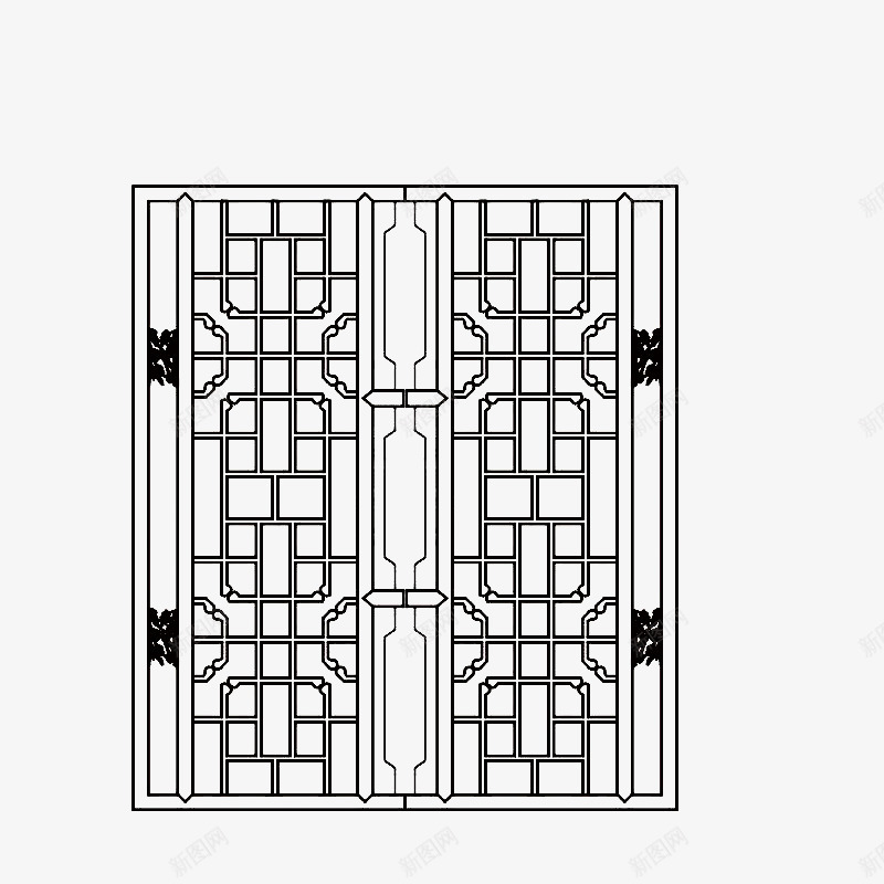 黑色门png免抠素材_新图网 https://ixintu.com 复古 木头 花纹 装饰 门窗