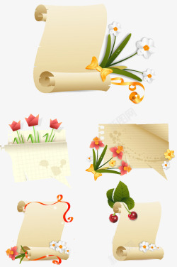 花卉纸质标签素材