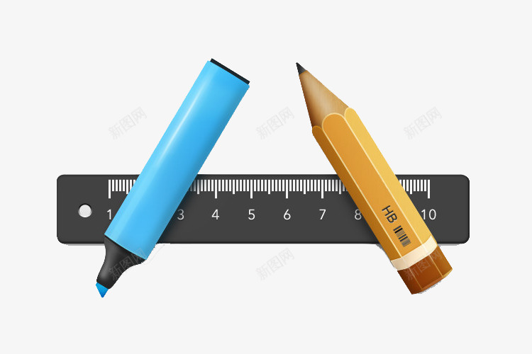 彩色笔直尺铅笔文具png免抠素材_新图网 https://ixintu.com 彩色水笔 文具 签字笔 铅笔