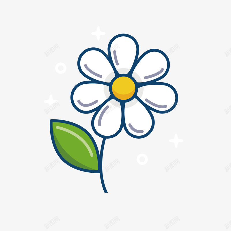白色花朵矢量图ai免抠素材_新图网 https://ixintu.com 手绘 植物 环境 白色 线稿 自然 花朵 矢量图
