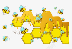 卡通手绘黄色蜂巢蜂蜜小蜜蜂素材