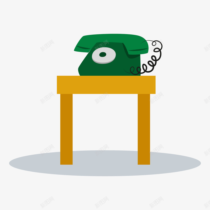 卡通绿色电话png免抠素材_新图网 https://ixintu.com 卡通电话 图示 插图 桌子 电话 绿色电话