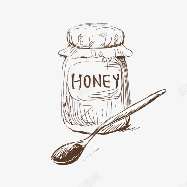 手绘蜂蜜瓶子图案图标图标