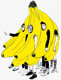 排排站手绘香蕉高清图片