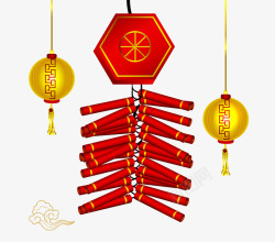 共庆中国年春节鞭炮灯笼高清图片
