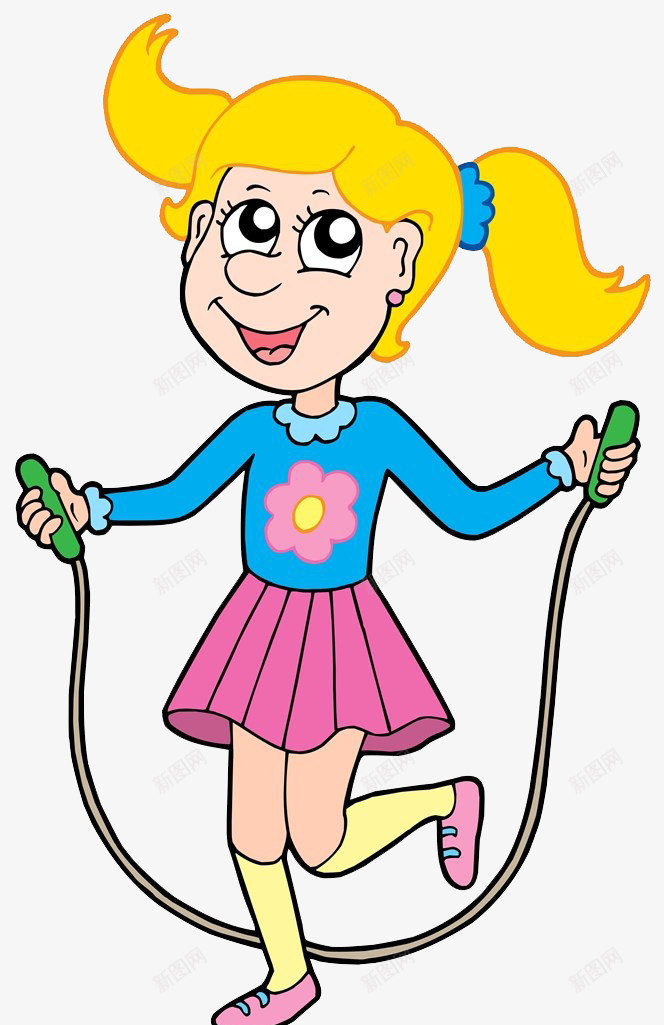小女孩跳绳png免抠素材_新图网 https://ixintu.com 卡通手绘 小女孩 跳 跳绳 跳绳比赛 蹦跳 运动 锻炼
