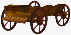 古代轱辘木头马车高清图片