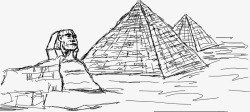 古埃及金字塔和狮身人面像线稿素材