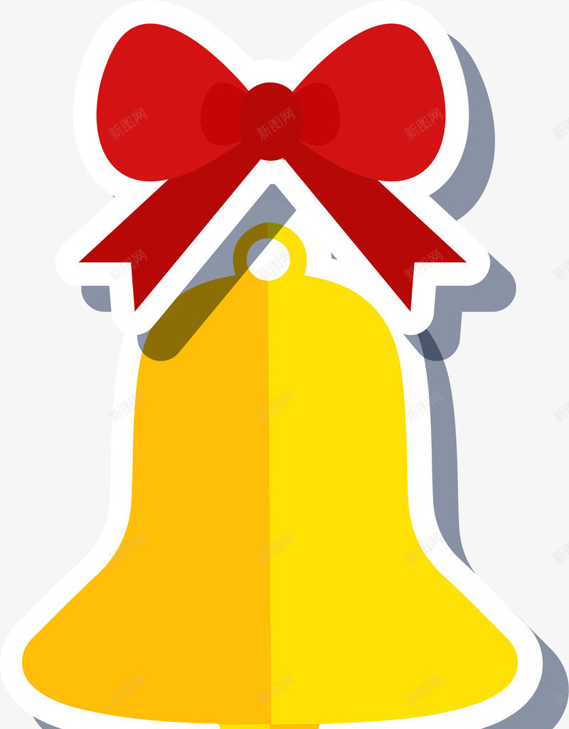 圣诞节金色铃铛贴纸png免抠素材_新图网 https://ixintu.com 儿童 圣诞节日 矢量图案 蝴蝶结 贴纸 金色铃铛
