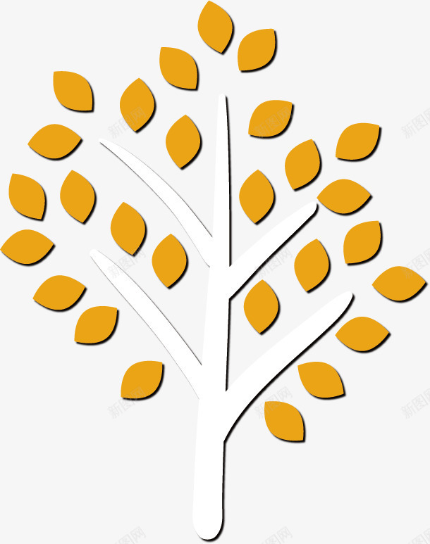 卡通贴纸抽象树png免抠素材_新图网 https://ixintu.com 卡通 抽象树 贴纸 黄色