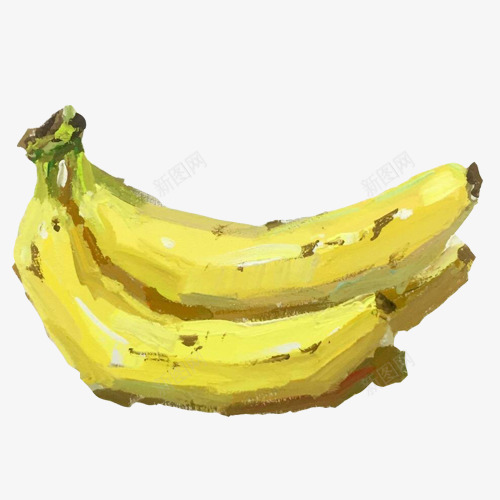 香蕉水粉画片psd免抠素材_新图网 https://ixintu.com 手绘 水果 水粉画 色彩画 香蕉 黄色