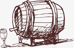 酿酒木桶红酒元素高清图片
