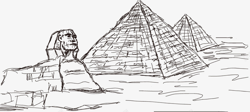 古埃及金字塔狮身人面像线稿png免抠素材_新图网 https://ixintu.com 古埃及 狮身人面像 线稿 金字塔