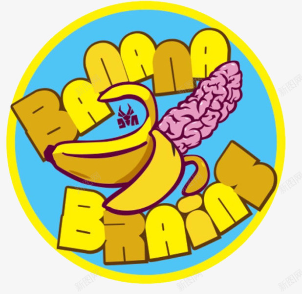 卡通香蕉人脑装饰标签png免抠素材_新图网 https://ixintu.com 人脑 圆形标签 标签 装饰 香蕉