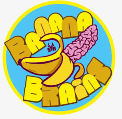 卡通香蕉人脑装饰标签素材