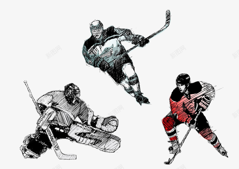 冰球运动员矢量图eps免抠素材_新图网 https://ixintu.com 体育运动 体育项目 冰上曲棍球 矢量图