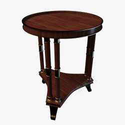 花纹深棕色古典圆木桌木制古典圆形木桌高清图片