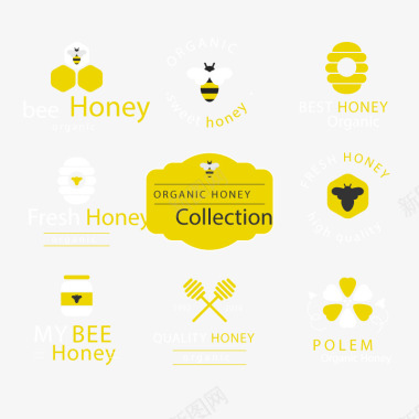 蜂蜜标签矢量图图标图标