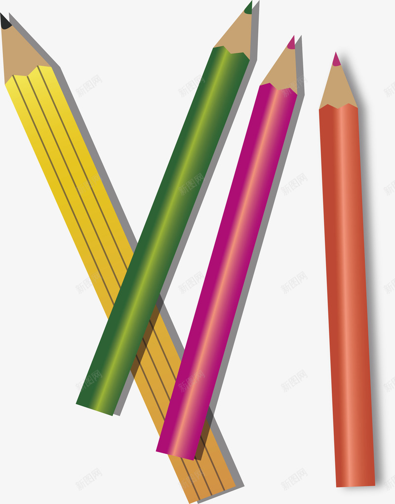 四根彩色铅笔png免抠素材_新图网 https://ixintu.com 四根铅笔 彩色铅笔 文具用品 条纹铅笔 矢量png 铅笔