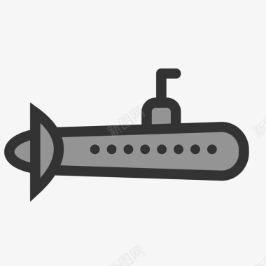 灰色潜艇卡通图标矢量图图标