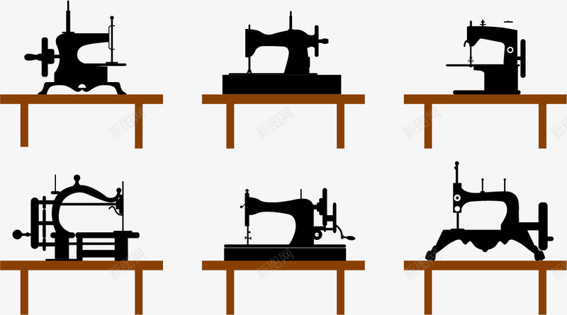 桌上的缝纫机矢量图ai免抠素材_新图网 https://ixintu.com 手绘 桌子 缝纫机 黑色 矢量图