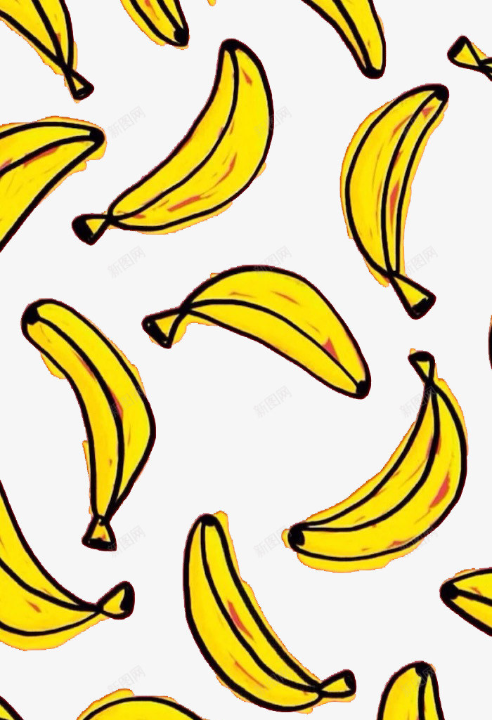 卡通手绘多个香蕉的背景元素png免抠素材_新图网 https://ixintu.com 卡通 实物 背景 香蕉