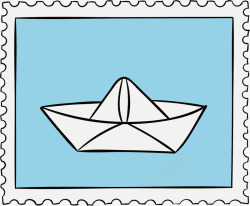 纸质邮票纸船邮票高清图片