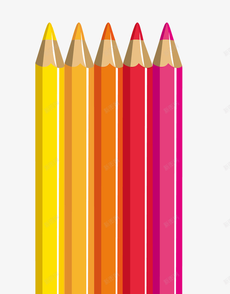 红黄彩色铅笔画笔矢量图ai免抠素材_新图网 https://ixintu.com 免抠PNG 彩色笔 文具 画笔 蜡笔 铅笔 矢量图
