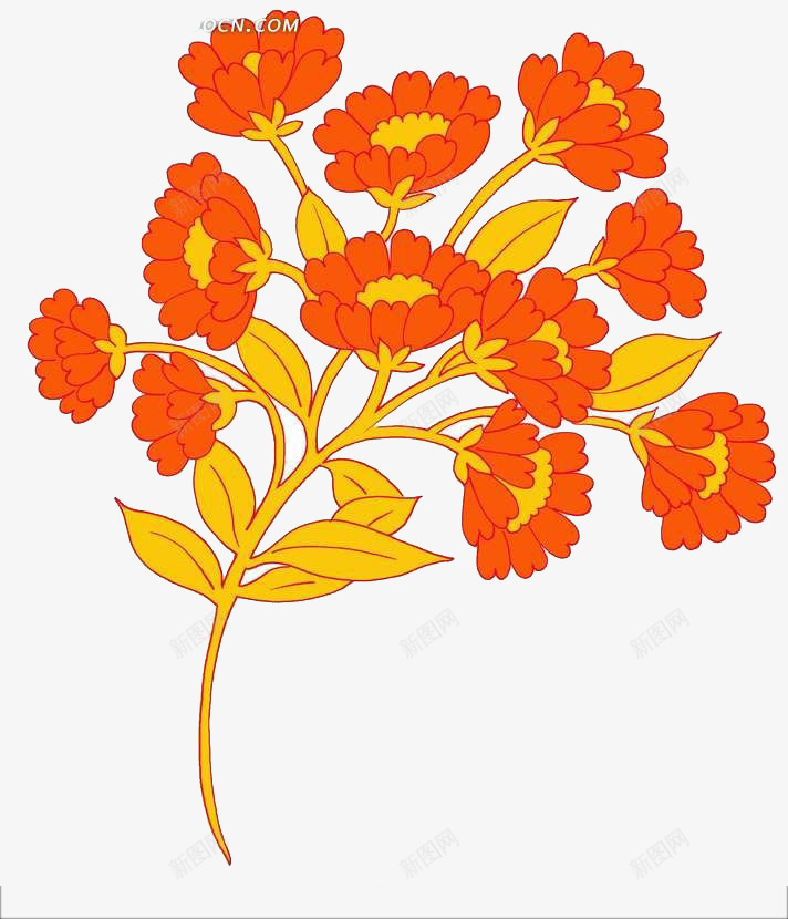 鲜艳的橙色花团png免抠素材_新图网 https://ixintu.com 百花齐放 耀眼夺目 花团锦簇 黄色