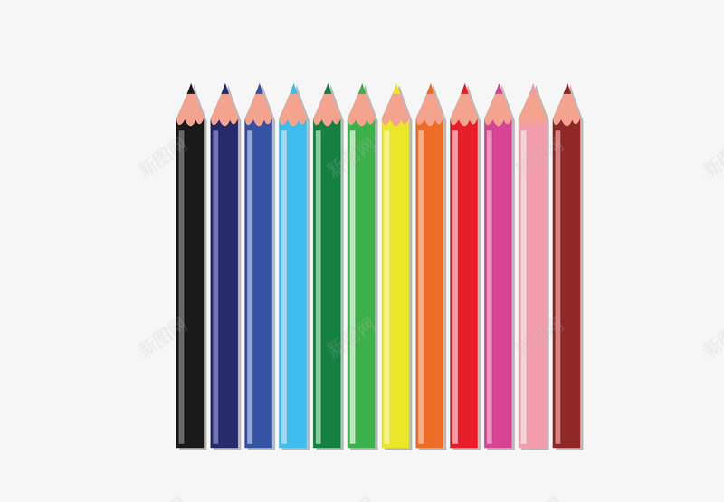 彩色文具一排铅笔png免抠素材_新图网 https://ixintu.com 一排铅笔 彩色文具 文具 矢量铅笔