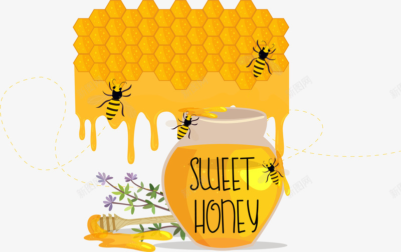 美味的蜂蜜png免抠素材_新图网 https://ixintu.com 勤劳的蜜蜂 小蜜蜂 矢量png 纯天然蜂蜜 美味蜂蜜 采花蜜